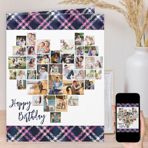 Herz-Fotocollage 36 Bilder Kariert Geburtstag jede Karte
