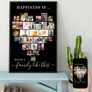Herz-Fotocollage Glück heißt, eine solche Familie Poster