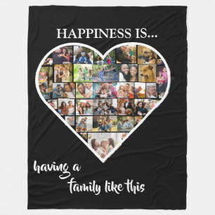Herz-FotoCollage Glück ist eine Familie zu haben Fleecedecke