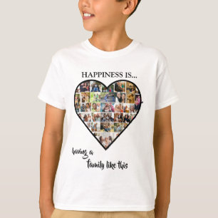 Herz-Fotocollage   Glücklich ist, wer eine Familie T-Shirt