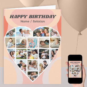 Herz-Fotocollage Personalisierte Groovy-Geburtstag Karte