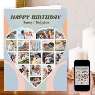 Herz-Fotocollage Personalisierter Retro-Geburtstag Karte