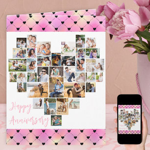 Herz-Fotocollage Rosa Liebesherzen Jubiläum Karte