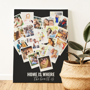 Herz-Fotocollage Zuhause ist, wo das Herz ist Leinwanddruck