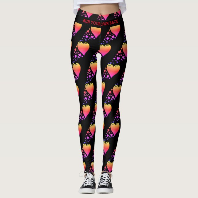 Herz führen Sie Ihr RACE-Valentin Custom Multi aus Leggings (Vorderseite)