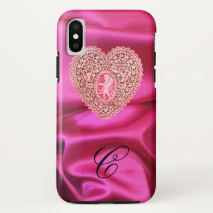 HERZ FÜR CUPID LACE AUS ROSA FUCHSIA SEIDE STOFF M Case-Mate iPhone HÜLLE