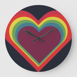 Herz für Kunst - Rainbow Colors - Regenbogenfarben Große Wanduhr