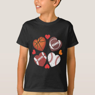 Herz Fußball Basketball Baseball Valentinstag T-Shirt