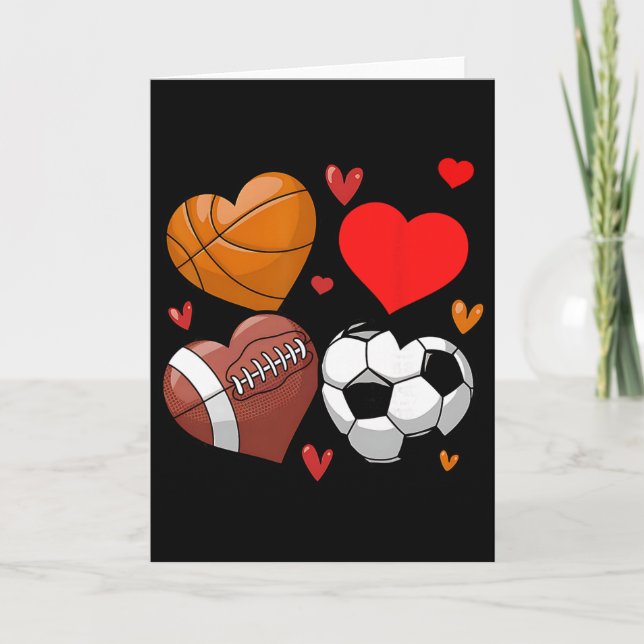 Herz Fußbyll Bysketbyll Fußball Valentins Sport  Karte (Vorderseite)