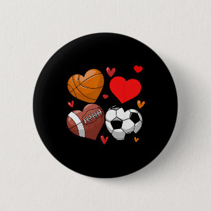 Herz Fußbyll Bysketbyll Fußball Valentinstag Sport Button