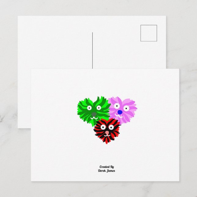 Herz Fuzzies Postkarte (Vorne/Hinten)