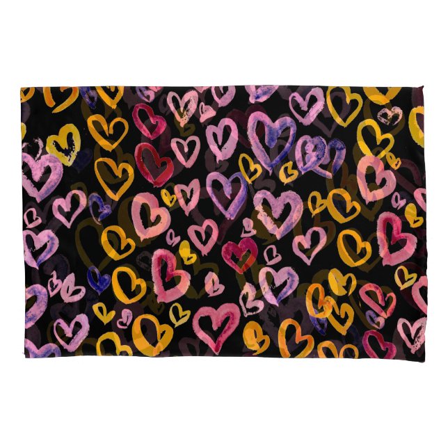 Herz Galore: Aquarellfarbenes, nahtloses Muster Kissenbezug (Vorderseite)