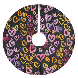 Herz Galore: Aquarellfarbenes, nahtloses Muster Polyester Weihnachtsbaumdecke