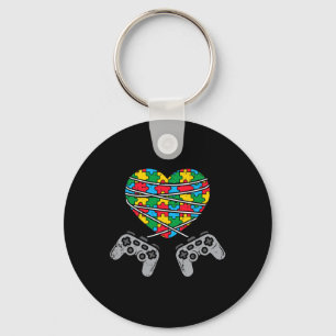 Herz Game Controller Autismus-Bewusstsein Gamer Ju Schlüsselanhänger