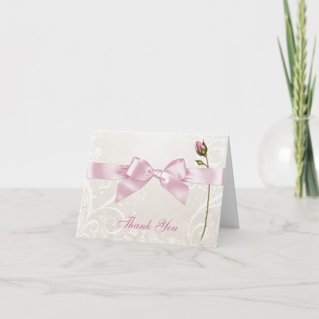 Herz Geblüht Rosa Dankeschön Karte (Vorderseite)