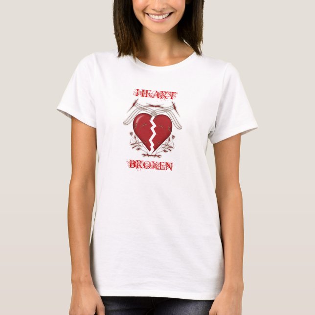Herz gebrochen: Ladys White T - Shirt (Vorderseite)