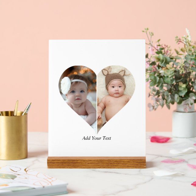 Herz geformt 2 Foto Collage Acrylschild (Hochzeit)
