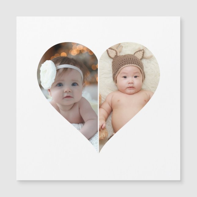 Herz geformt 2 Foto Collage Magnetkarte (Vorderseite)