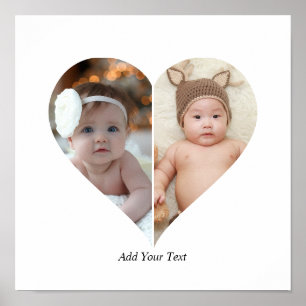 Herz geformt 2 Foto Collage Poster