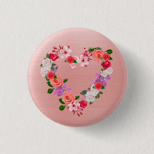 Herz geformt BlumenBouquet der Liebe Button