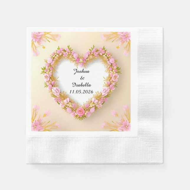 Herz geformt floraler Rahmen Serviette (Vorderseite)