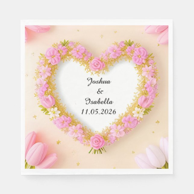 Herz geformt floraler Rahmen Serviette (Vorderseite)