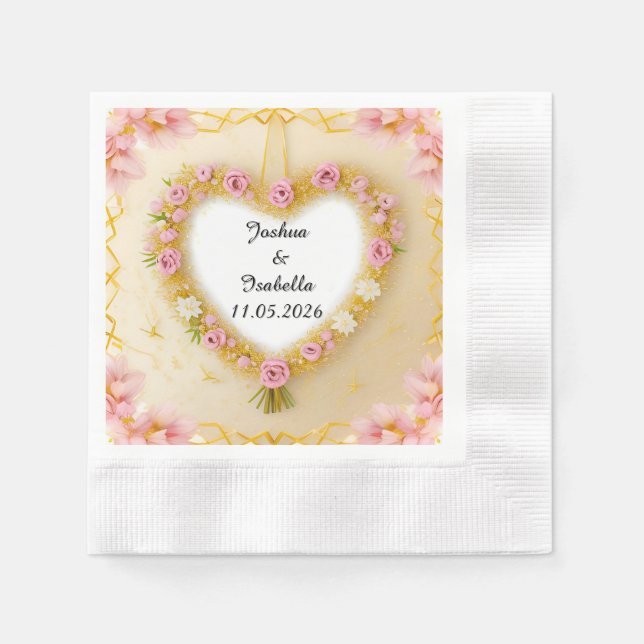 Herz geformt floraler Rahmen Serviette (Vorderseite)