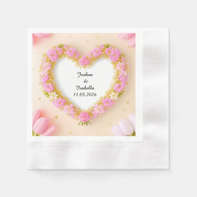 Herz geformt floraler Rahmen Serviette (Vorderseite)