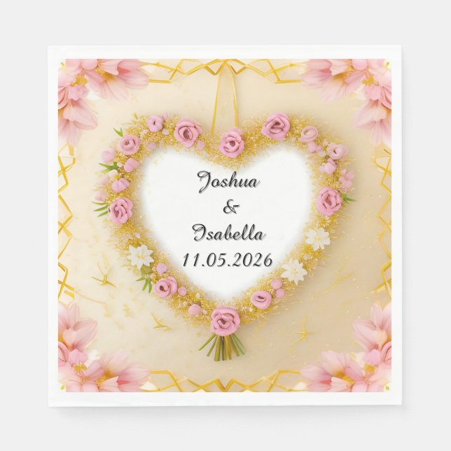 Herz geformt floraler Rahmen Serviette (Vorderseite)