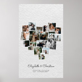 Herz geformt Foto Collage Romantische Hochzeit Poster