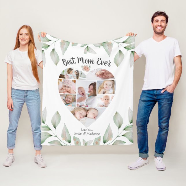 Herz geformt Foto Collage Script Beste Mama je Fleecedecke (Beispiel)