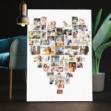 Herz geformt FotoCollage 51 Bilder Weiß