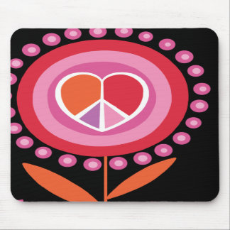 Herz-geformte Friedenszeichen-Blume MousePad