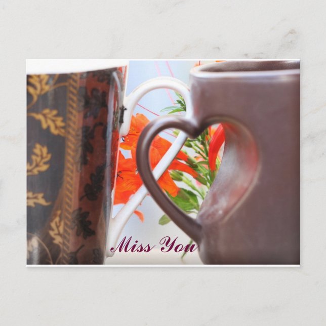 Herz geformte Griff-Tassen Postkarte (Vorderseite)