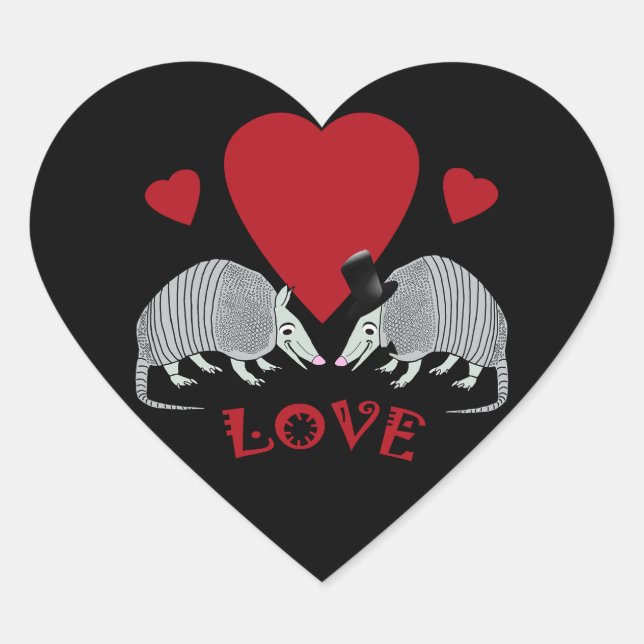 Herz-geformte Gürteltier-Liebe Herz-Aufkleber (Vorderseite)