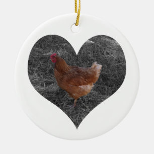Herz-geformte Huhn-Weihnachtsverzierung Keramik Ornament
