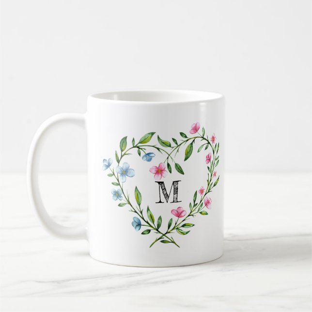 Herz-geformter BlumenKranz Kaffeetasse (Links)