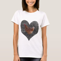 Herz-geformter Huhn-Weiß-T - Shirt