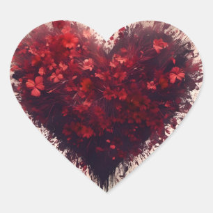 Herz gefüllt mit Bursting Red Blume Herz-Aufkleber