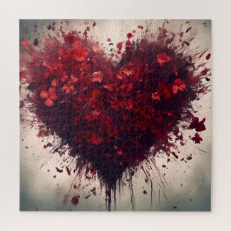 Herz gefüllt mit Bursting Red Blume Puzzle