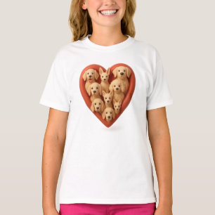Herz gefüllt mit Hunden - 3D Hund Lover Herzdesign T-Shirt