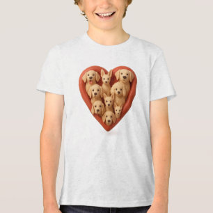 Herz gefüllt mit Hunden - 3D Hund Lover Herzdesign Tri-Blend Shirt