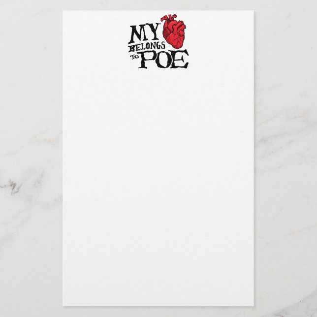 Herz gehört Poe-Briefpapier Briefpapier (Vorderseite)