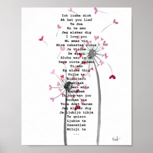 Herz Geschenk Liebe Kunst Pusteblume Hochzeit Poster