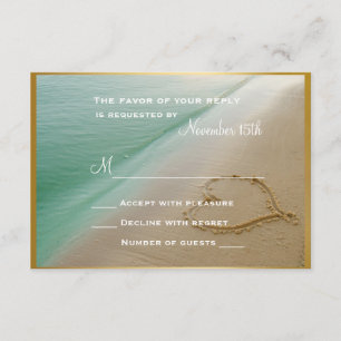 Herz geschnitzt in der Sand-Hochzeit UAWG Karte