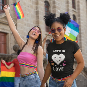 Herz Gesicht Liebe Ist Liebe LGBTQ Lesbisch Pride T-Shirt