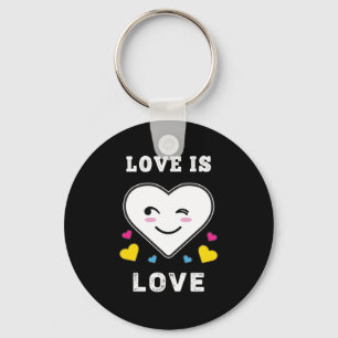 Herz Gesicht Liebe Ist Liebe LGBTQ Pansexuell Stol Schlüsselanhänger
