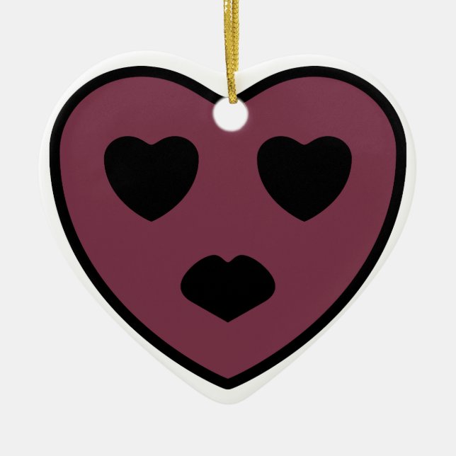 Herz-Gesicht-Pout Keramik Ornament (Vorne)