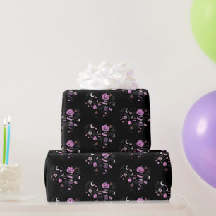 Herz gestapelt Halloween Pattern Schwarzes Hallowe Geschenkpapier