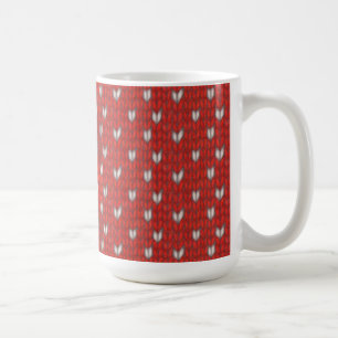 HERZ GESTRICKT Hoher Weißer Becher Kaffeetasse